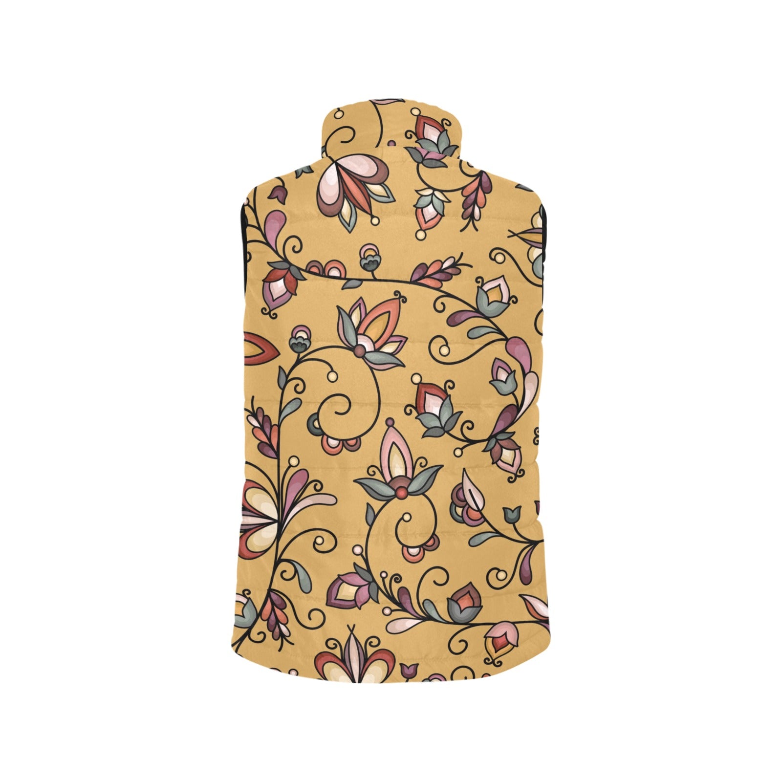 Burnt Sky Petals Gold Women's Padded Vest Jacket