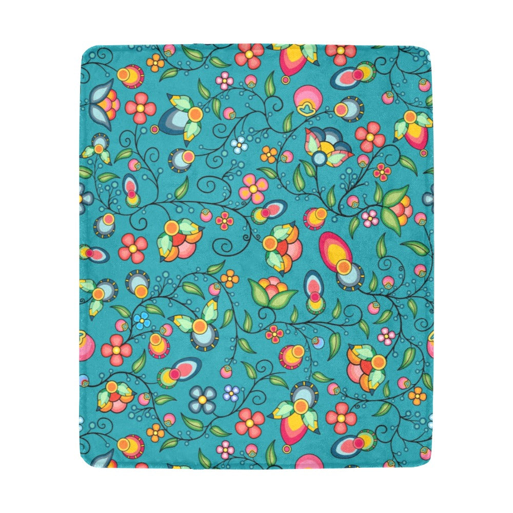 Floral Bounty Teal Ultra-Soft Micro Fleece Blanket 50"x60"