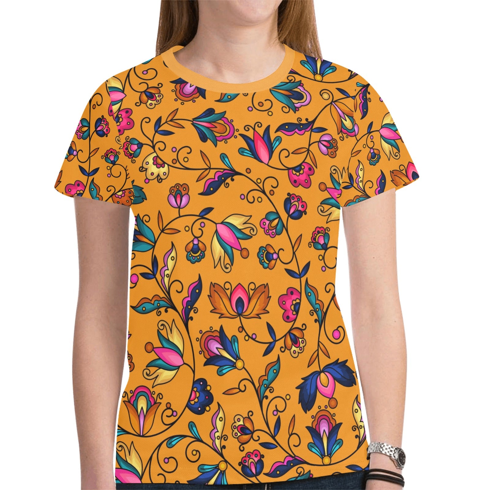 Copper Prairie Petals Orange T-shirt for Women