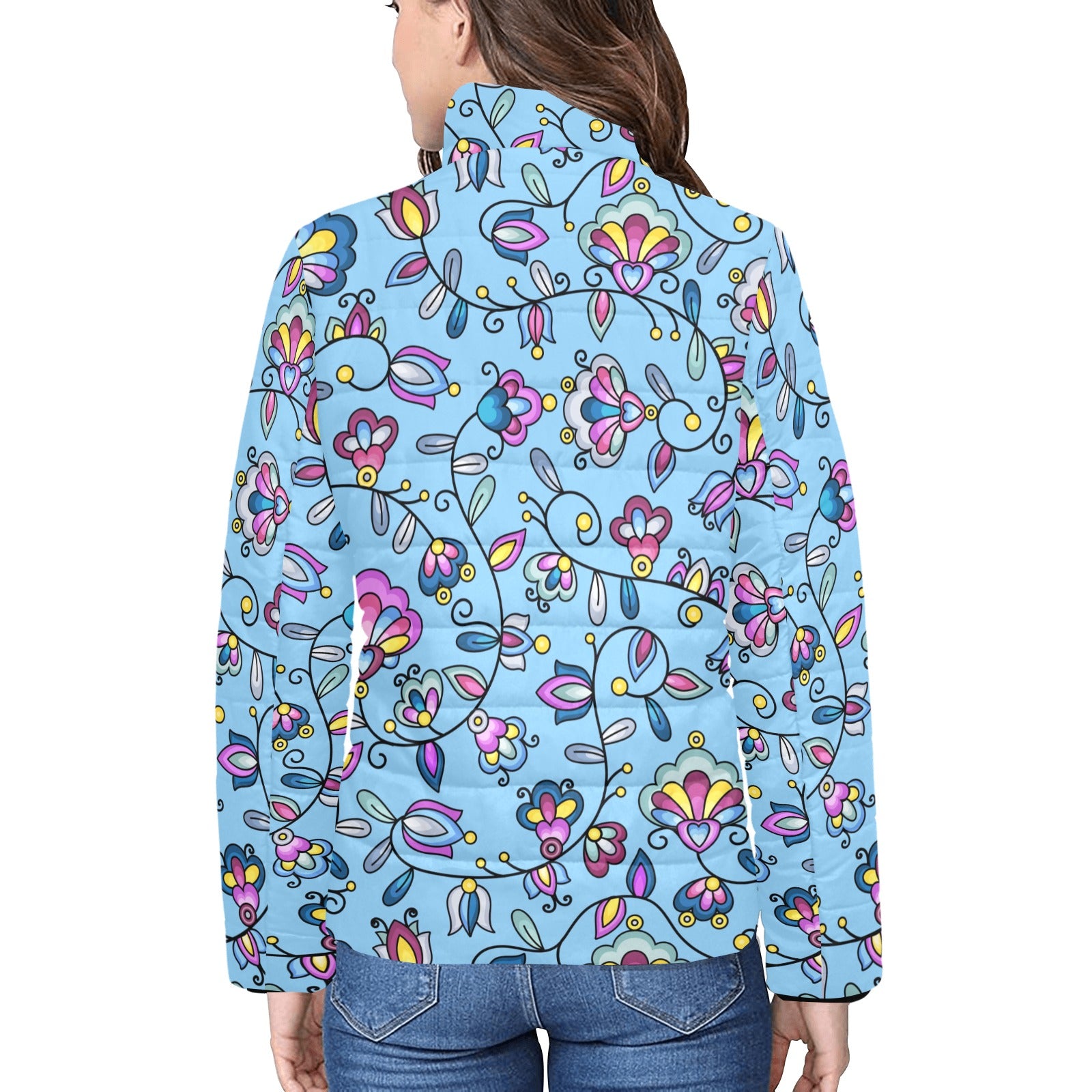 Autumn Bundle Blessing Blue Women's Stand Collar Padded Jacket