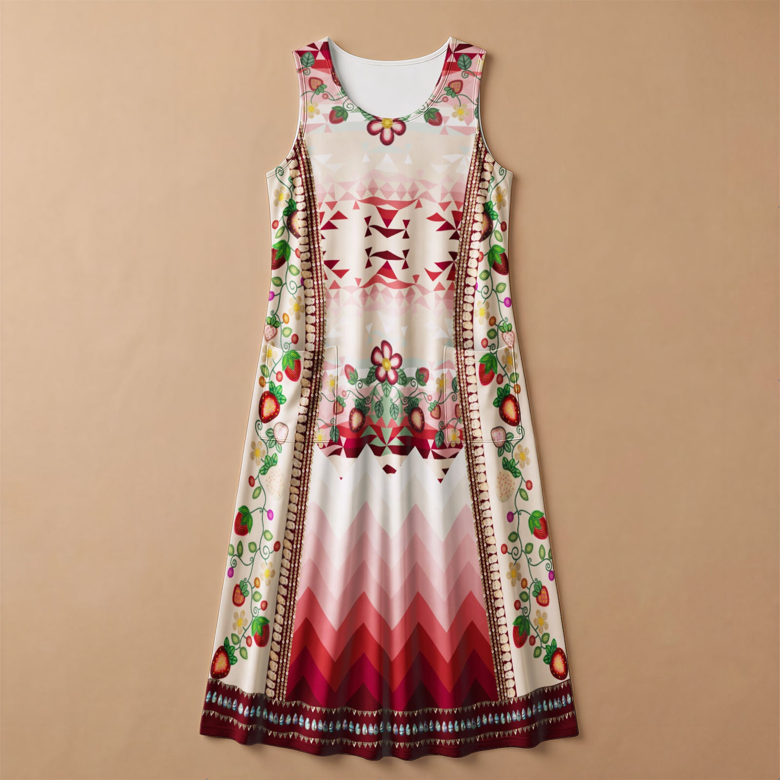 Sacred Strawberry Cream 1 Women's Sleeveless Long Dress