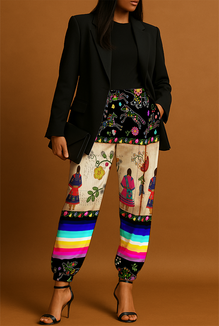 Floral Ledger Sisters Ribbon Jogger Pants