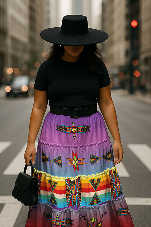Blooming Spirit Geometric Three Tier Skirt