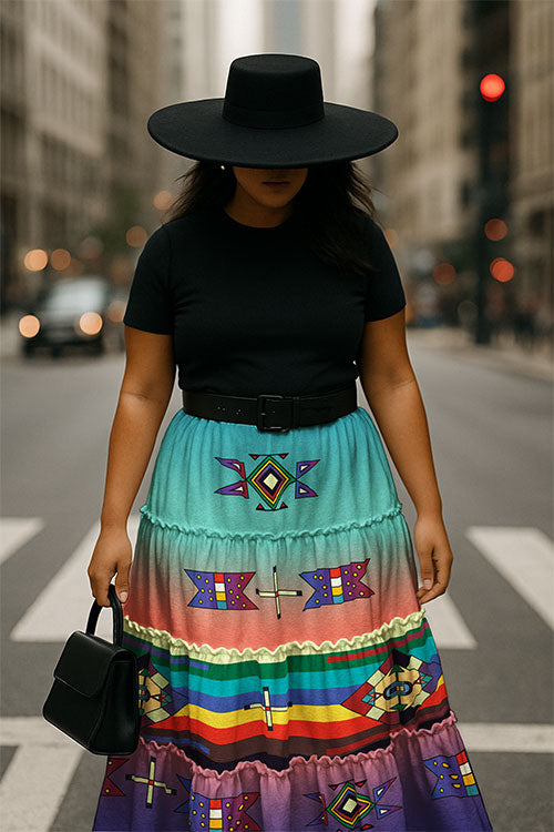 Flames of Heritage Geometric Three Tier Skirt