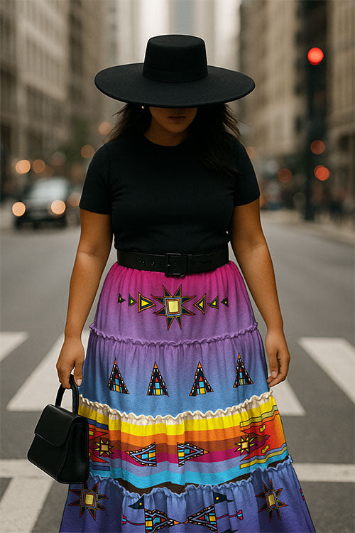 Morning Star Geometric Three Tier Skirt