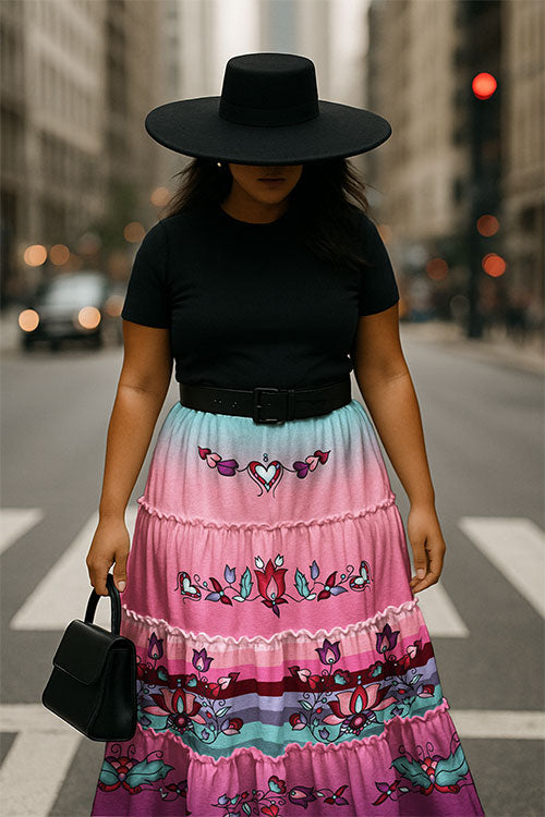 Snowlit Petal Dreams Three Tier Skirt