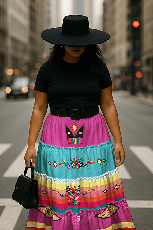 Crown of the Prairie Pink Three Tier Skirt