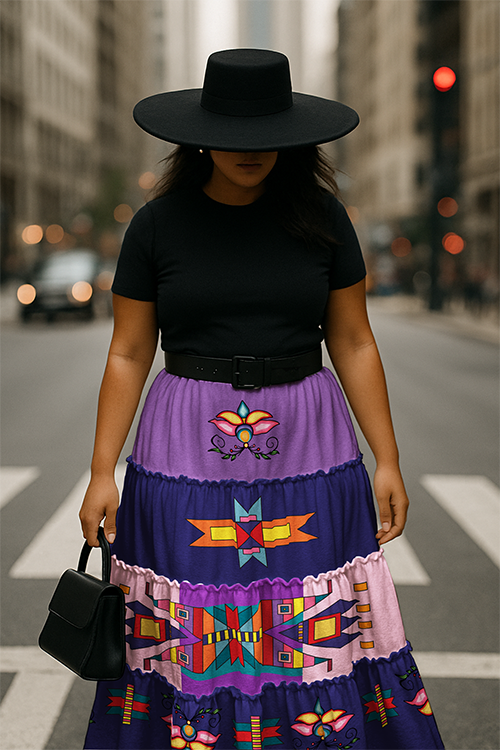 Echoes of the Lodge Blue Three Tier Skirt