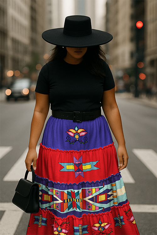 Echoes of the Lodge Red Three Tier Skirt