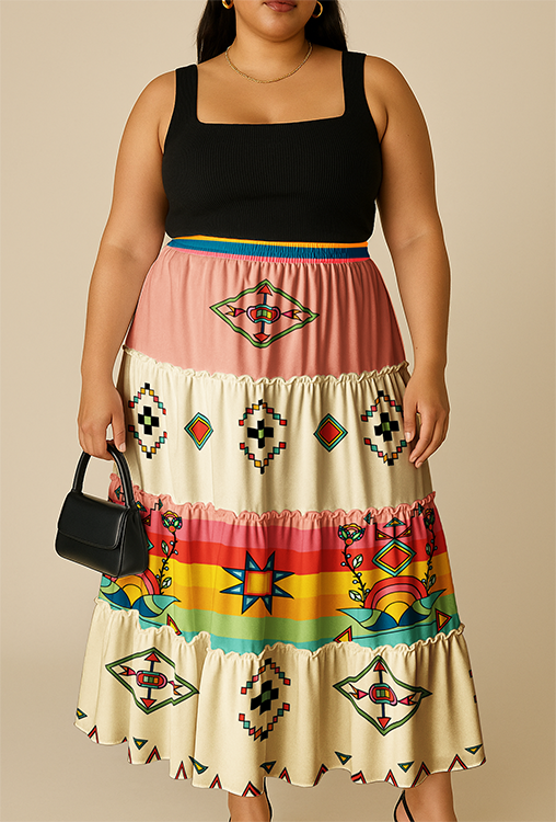 Horizon Blossom Cream Three Tier Skirt