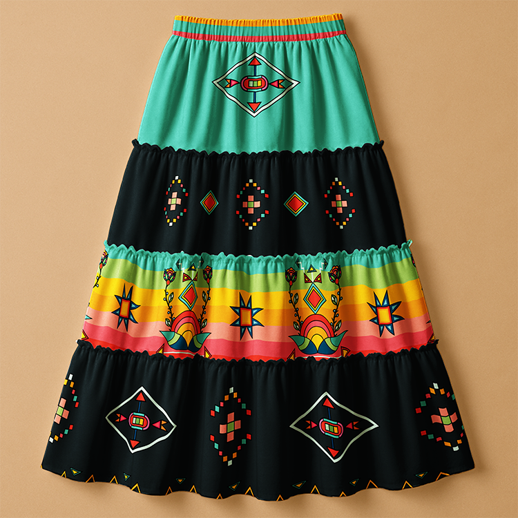 Horizon Blossom Dark Three Tier Skirt