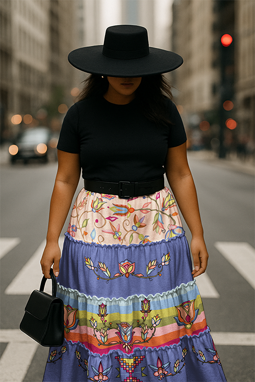 River of Petals Purple Three Tier Skirt
