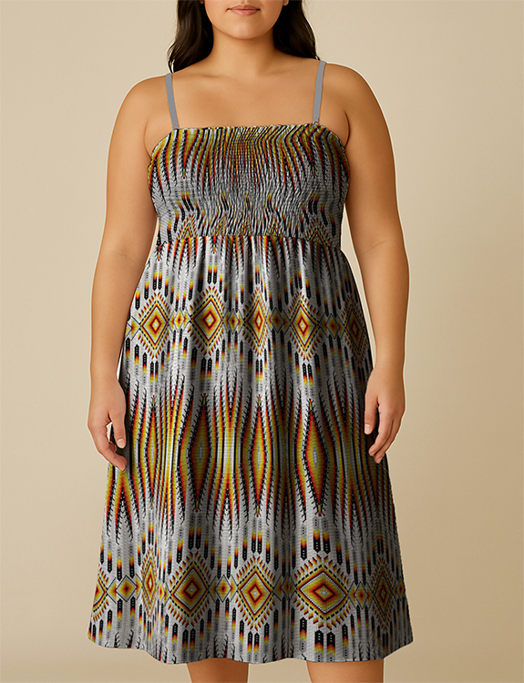 Fire Feather White Smock Top Dress
