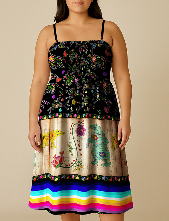 Floral Ledger Bear Smock Top Dress