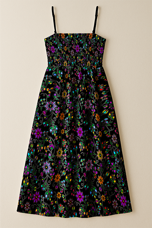 Prairie Paintbrush Black Smock Top Dress