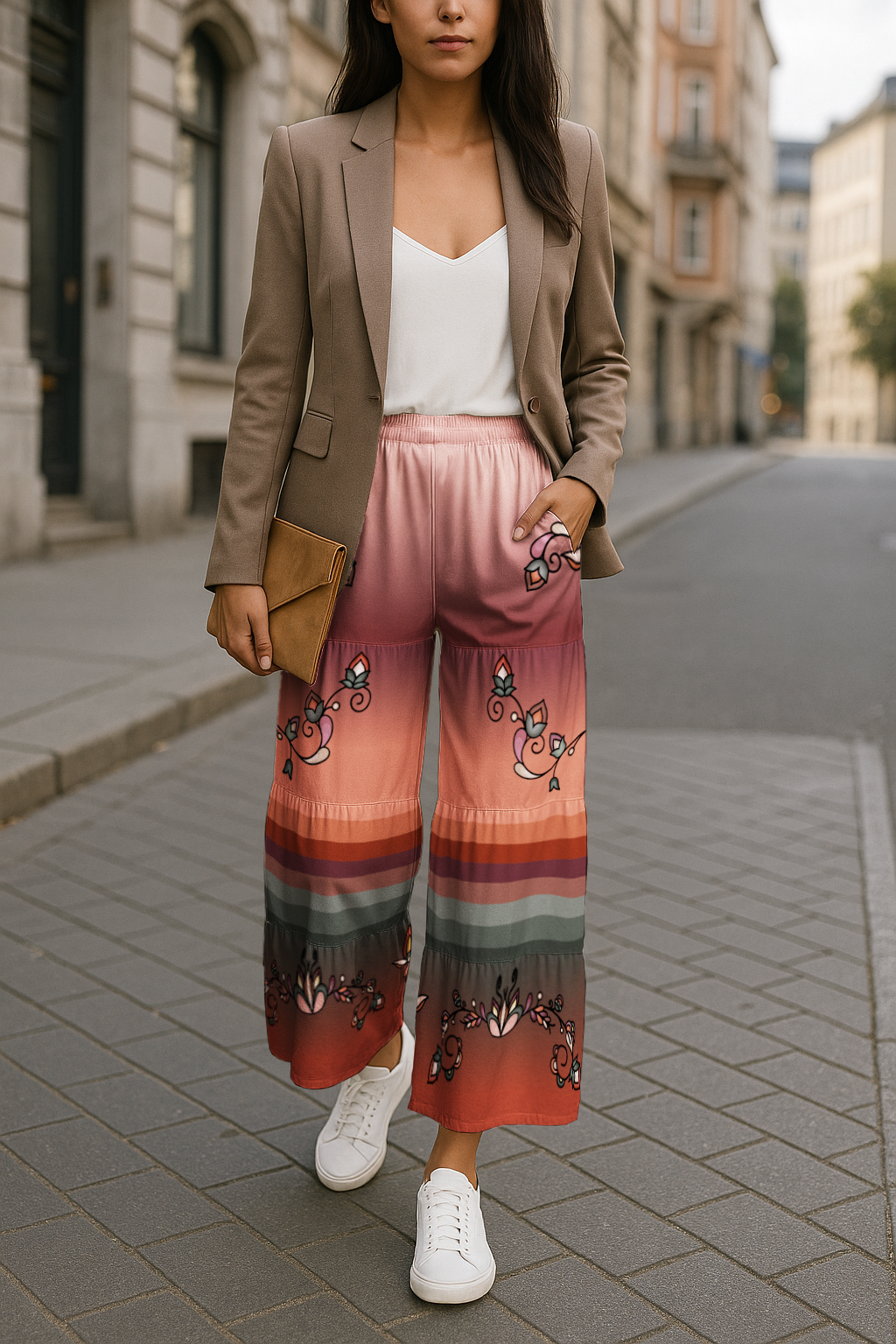 Burnt Sky Petals Three Tier Pants