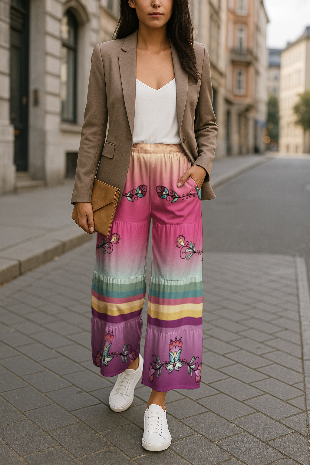 Sunset Berry Bloom Three Tier Pants