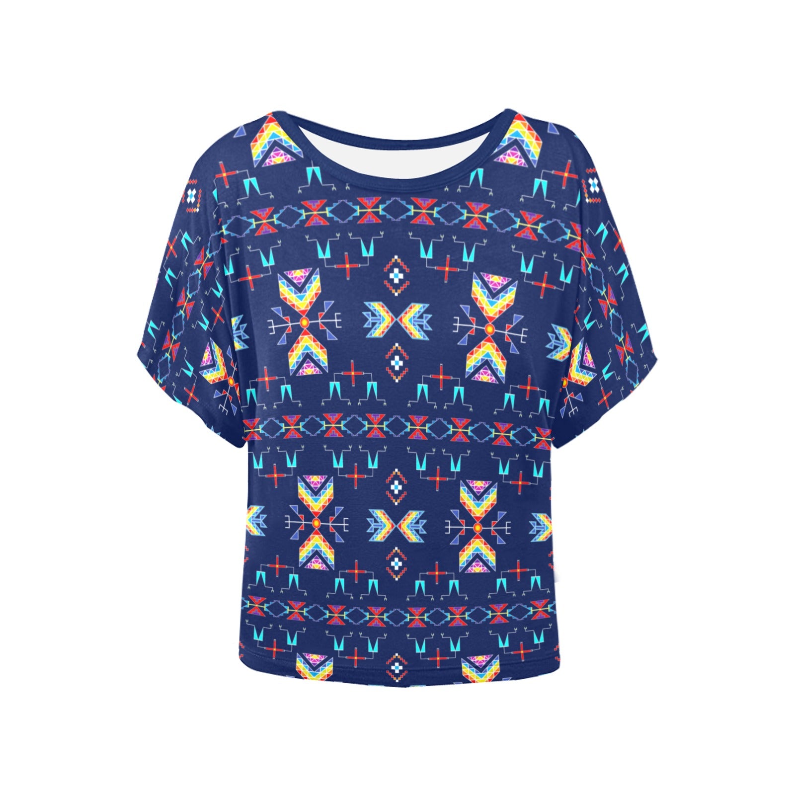 Rainy Chief Rainbow Night Lake Women's Batwing-Sleeved Blouse T shirt