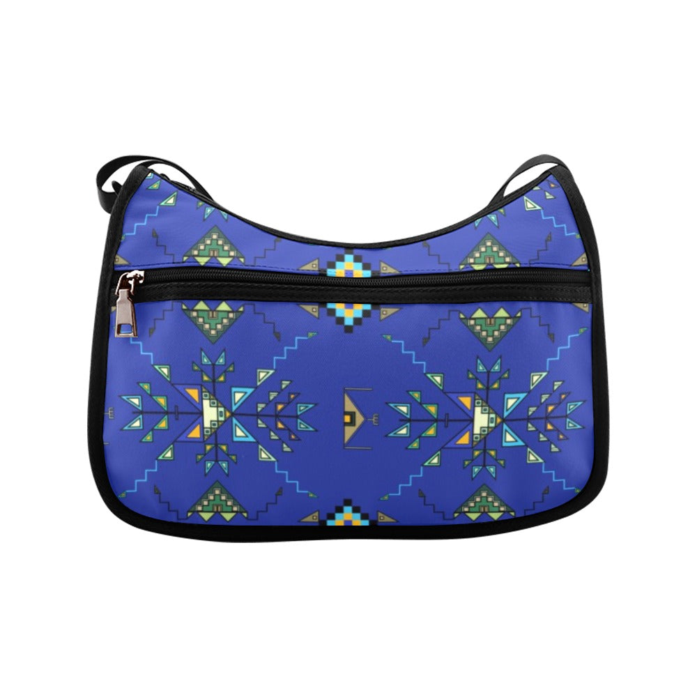 Bear Shield Fabric Dark Blue Crossbody Bag