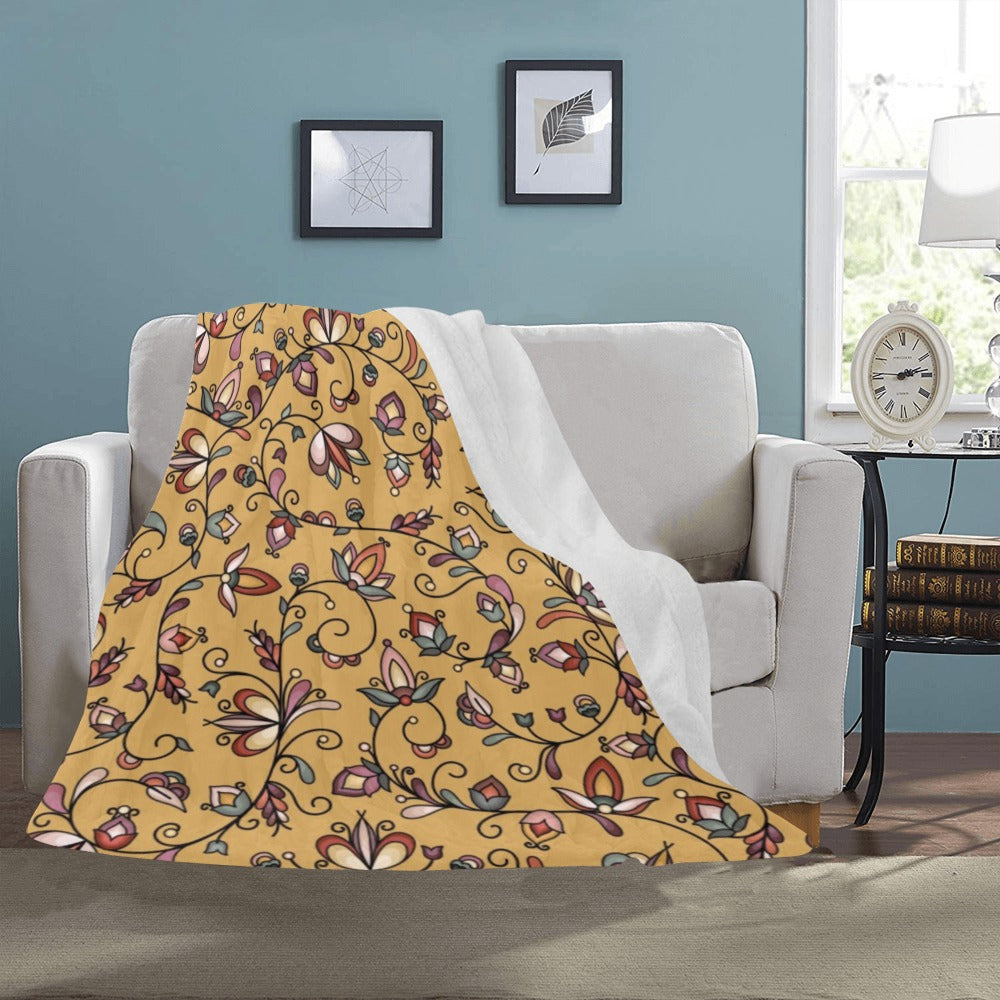 Burnt Sky Petals Gold Ultra-Soft Micro Fleece Blanket 50"x60"