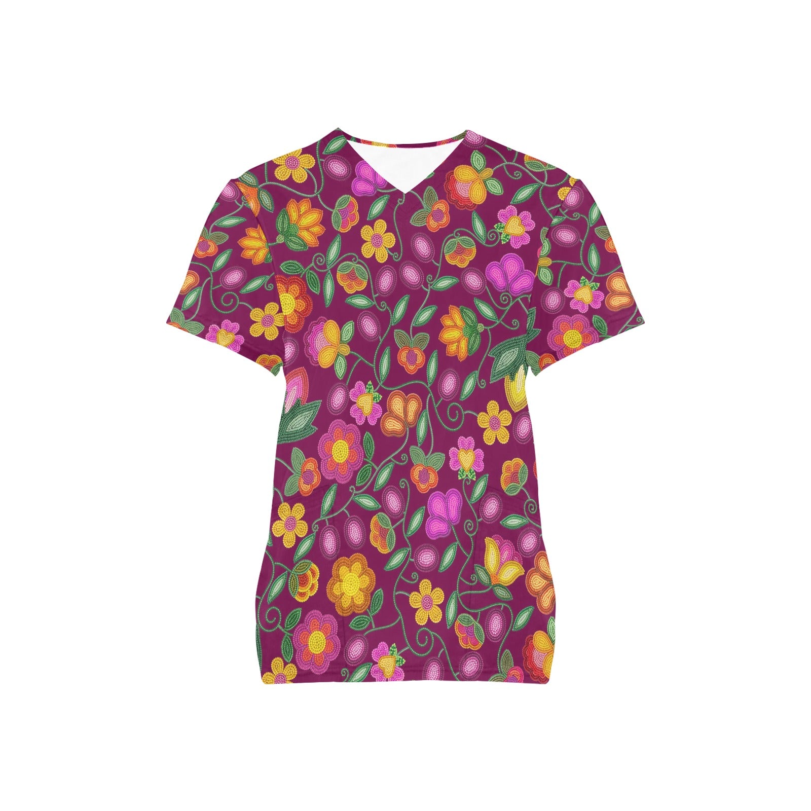 Boreal Bounty Dark Magenta Scrub Top
