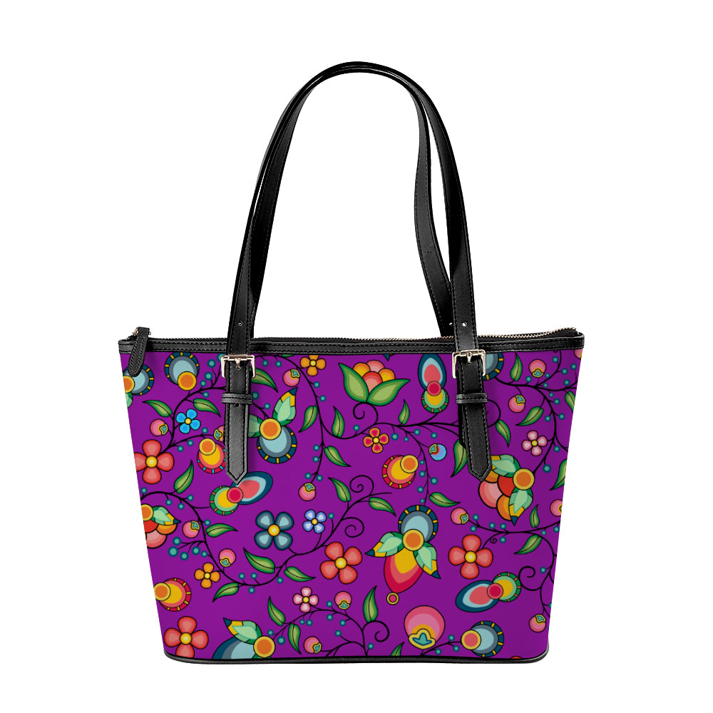 Floral Bounty Purple Large Tote Shoulder Bag