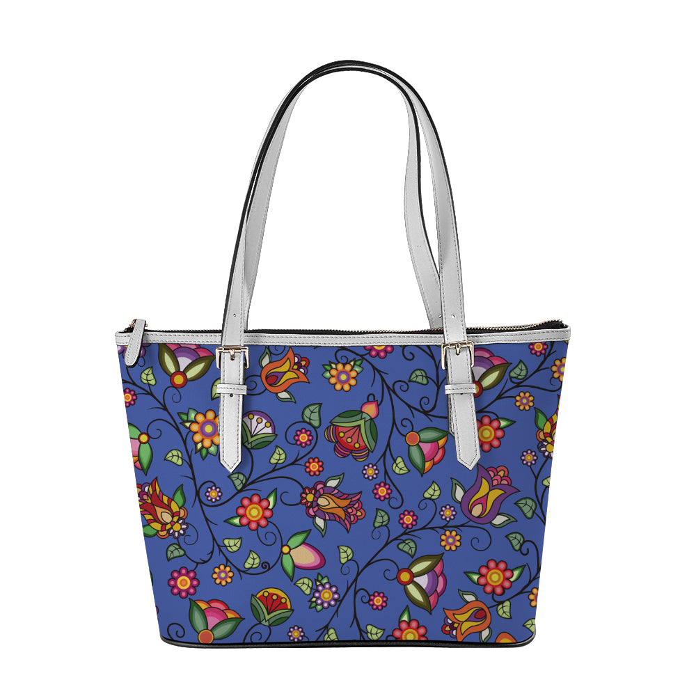 Heartbeat Petals Blue Large Tote Shoulder Bag