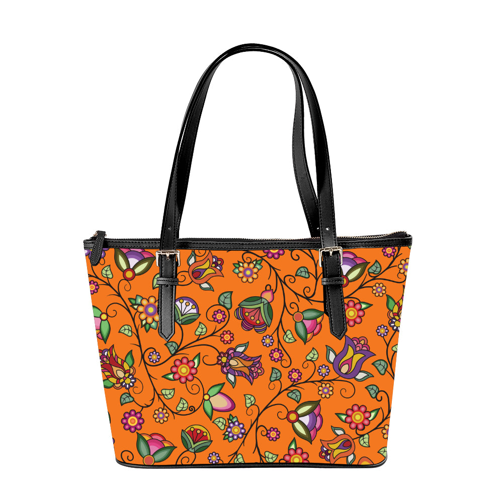 Heartbeat Petals ECM Orange Large Tote Shoulder Bag