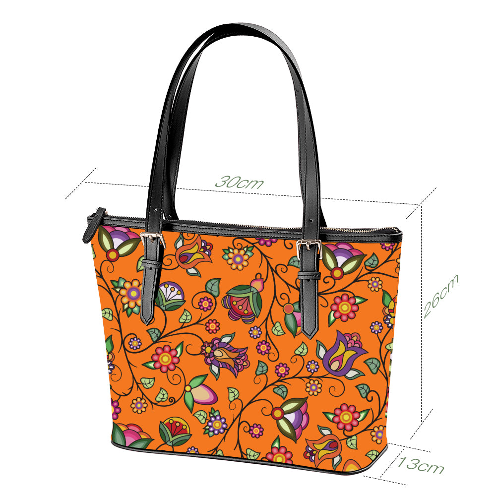 Heartbeat Petals ECM Orange Large Tote Shoulder Bag