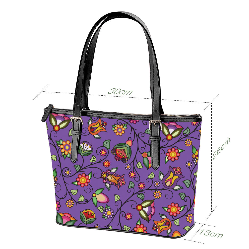 Heartbeat Petals Purple Large Tote Shoulder Bag