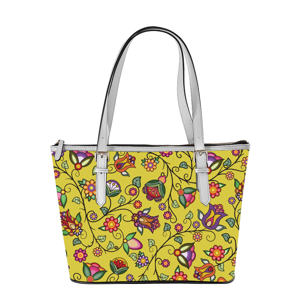 Heartbeat Petals Yellow Large Tote Shoulder Bag