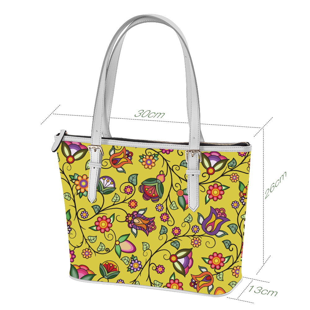 Heartbeat Petals Yellow Large Tote Shoulder Bag