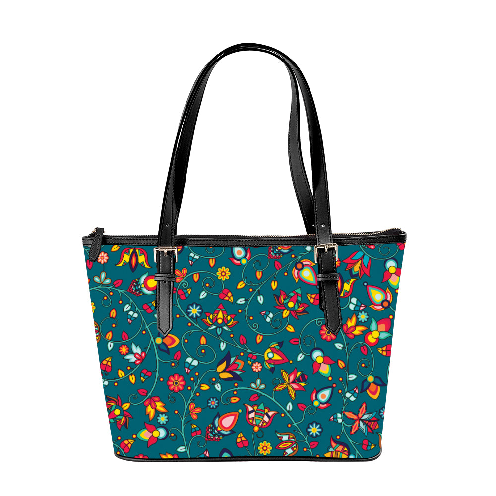 Thorny Path Teal Large Tote Shoulder Bag