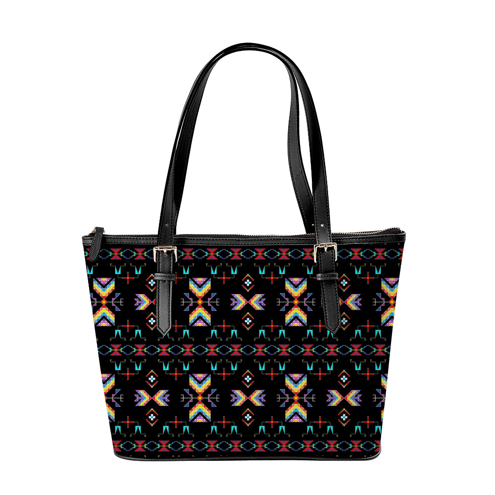 Rainy Chief Rainbow Black Large Tote Shoulder Bag