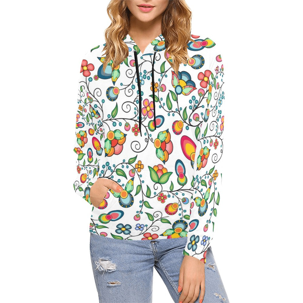 Floral Bounty White Hoodie for Women (USA Size)