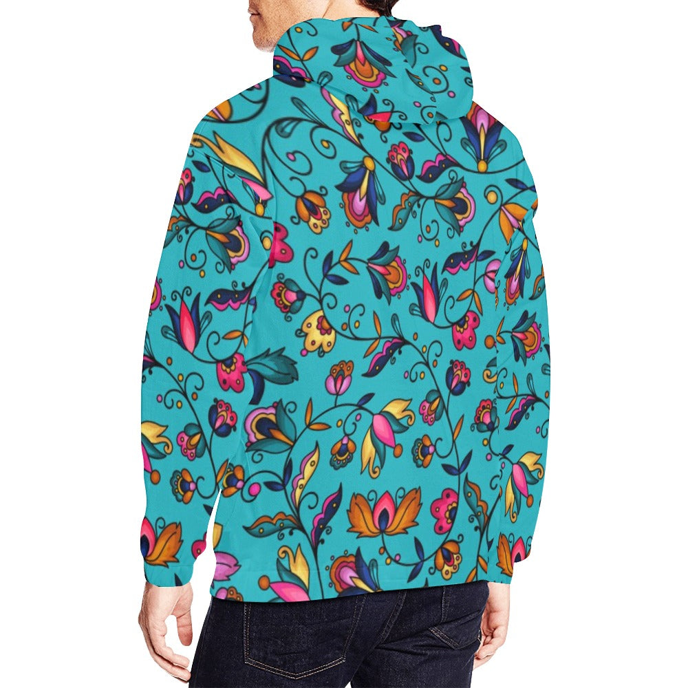 Copper Prairie Petals Turquoise Hoodie for Men (USA Size)