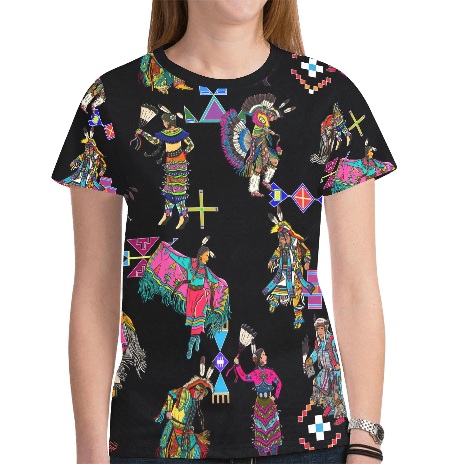 Grand Entry Dancers Black T-shirt for Women