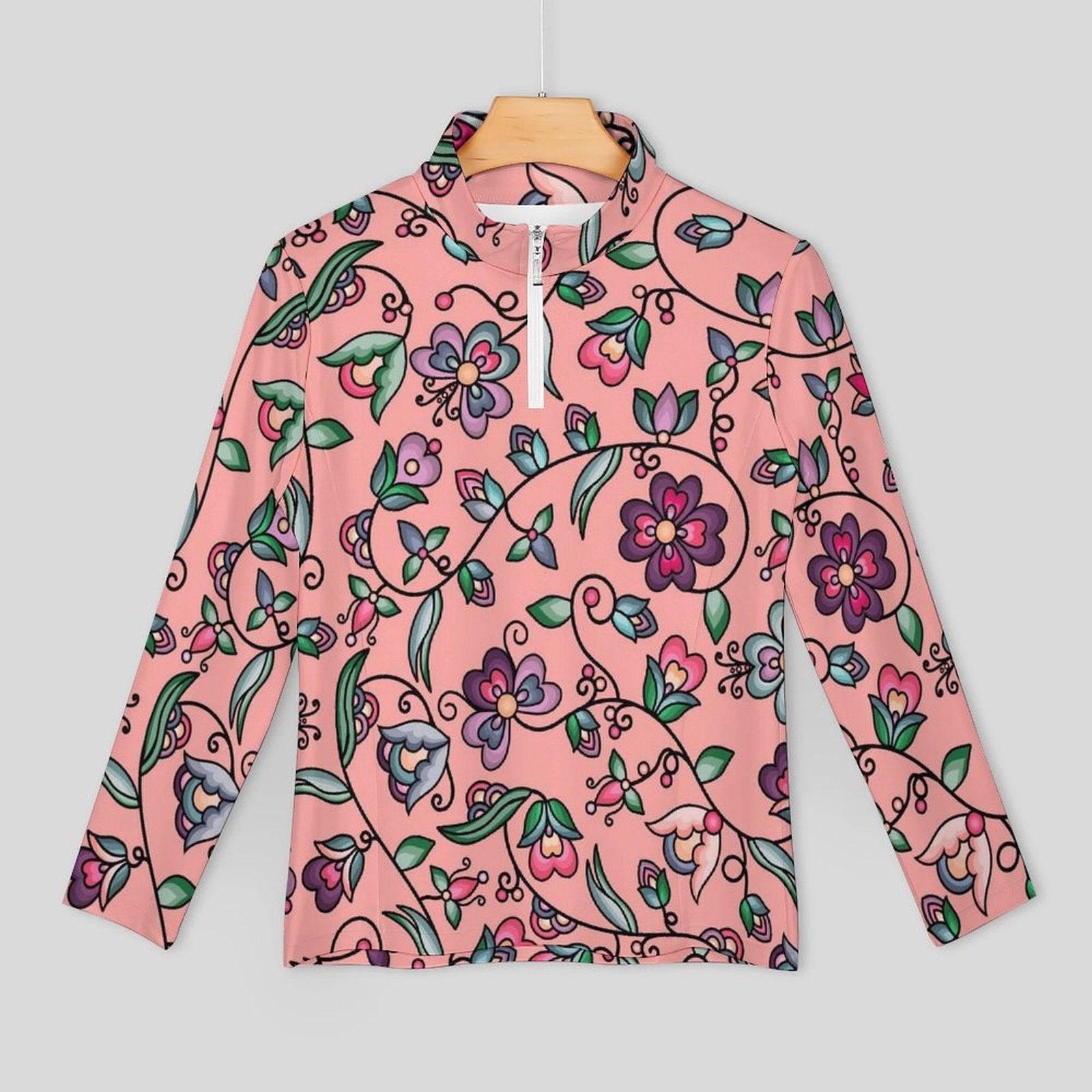 Amber Evening Garland Peach Long Sleeve Yoga Shirt
