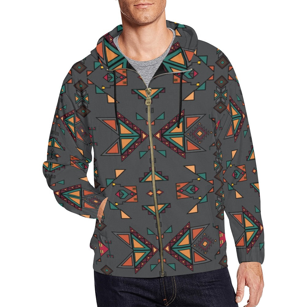 Arrow Dawn Gray Men's Zipper Hoodie