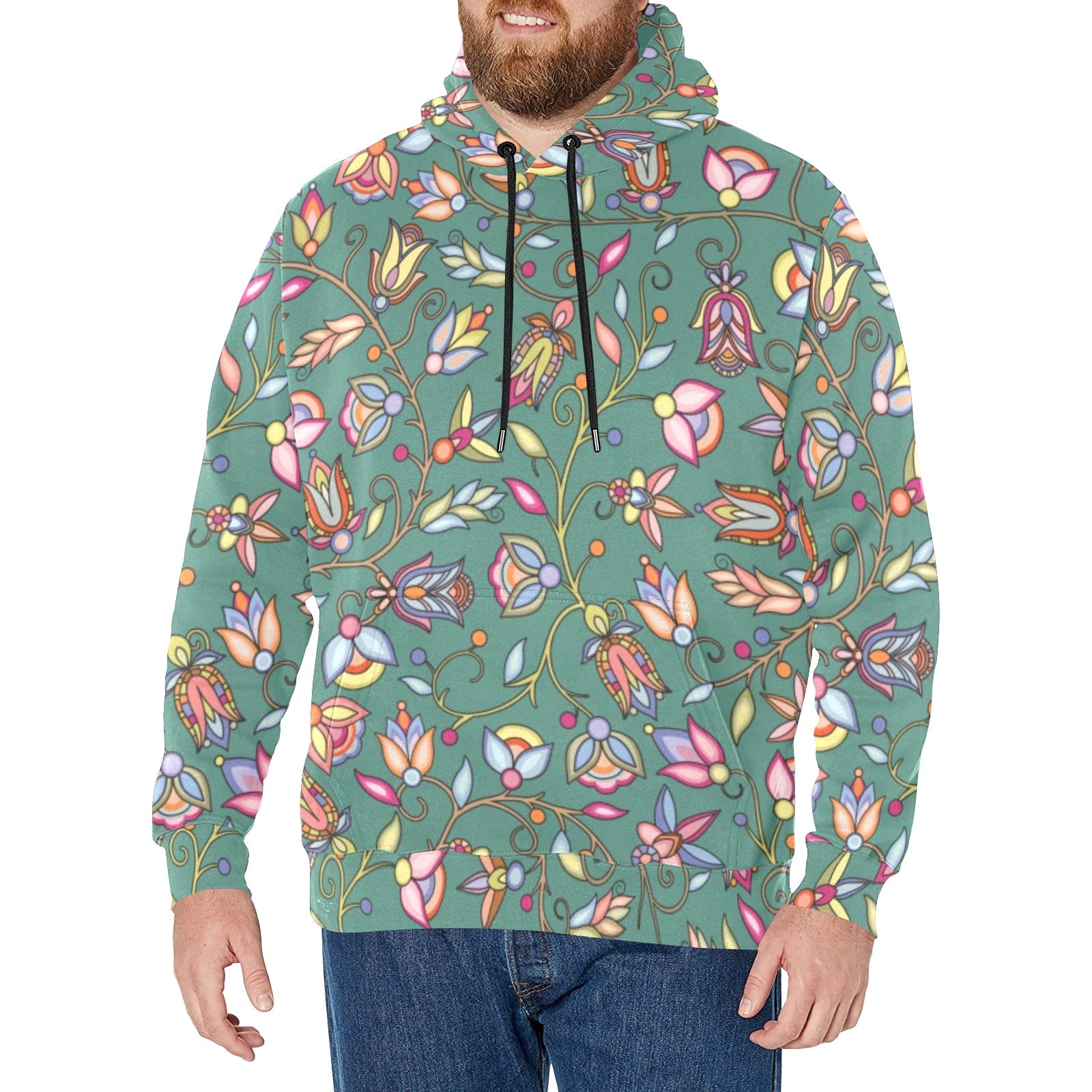 Buffalo Bloom Pond Reflection Men's Long Sleeve Fleece Hoodie