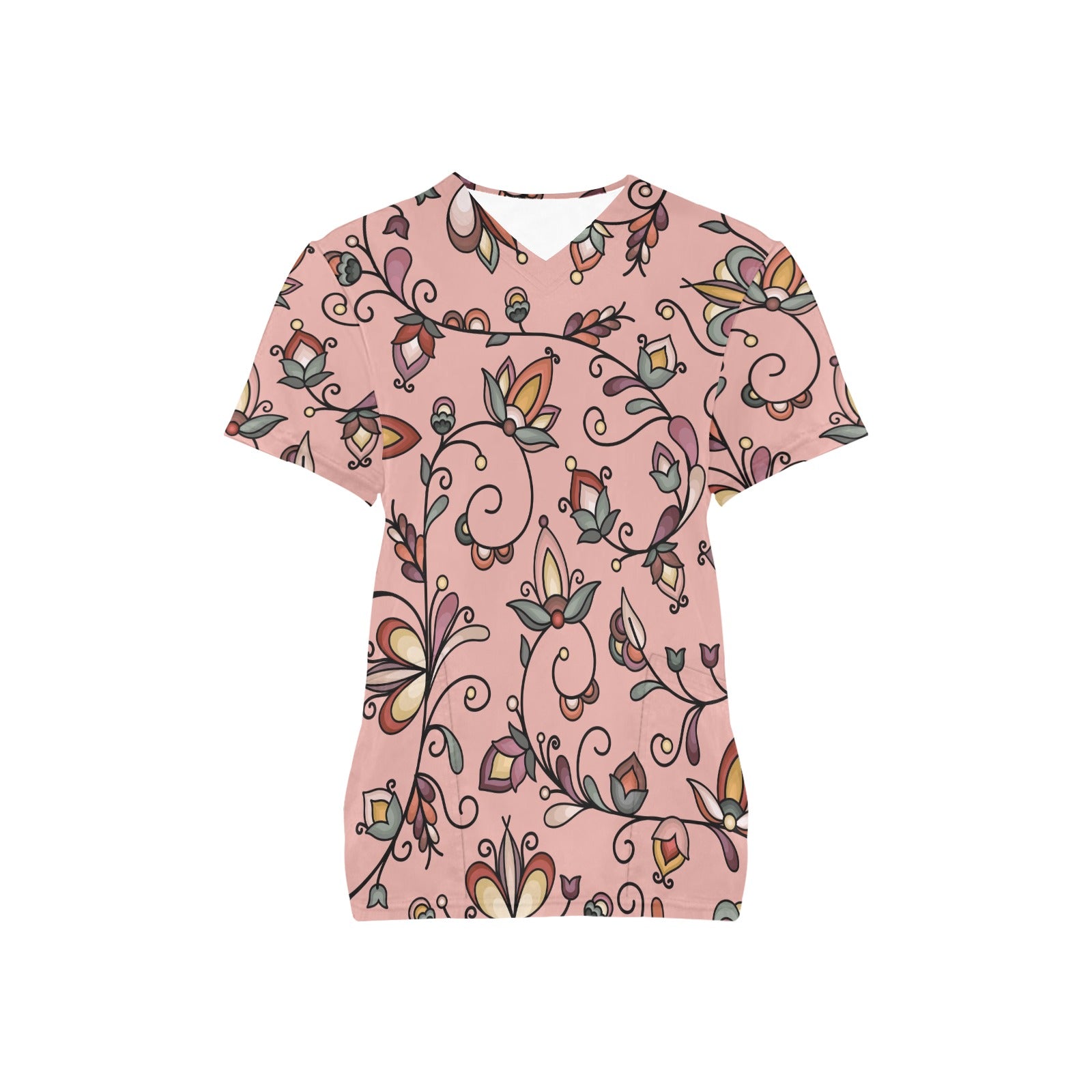 Burnt Sky Petals Peach Scrub Top