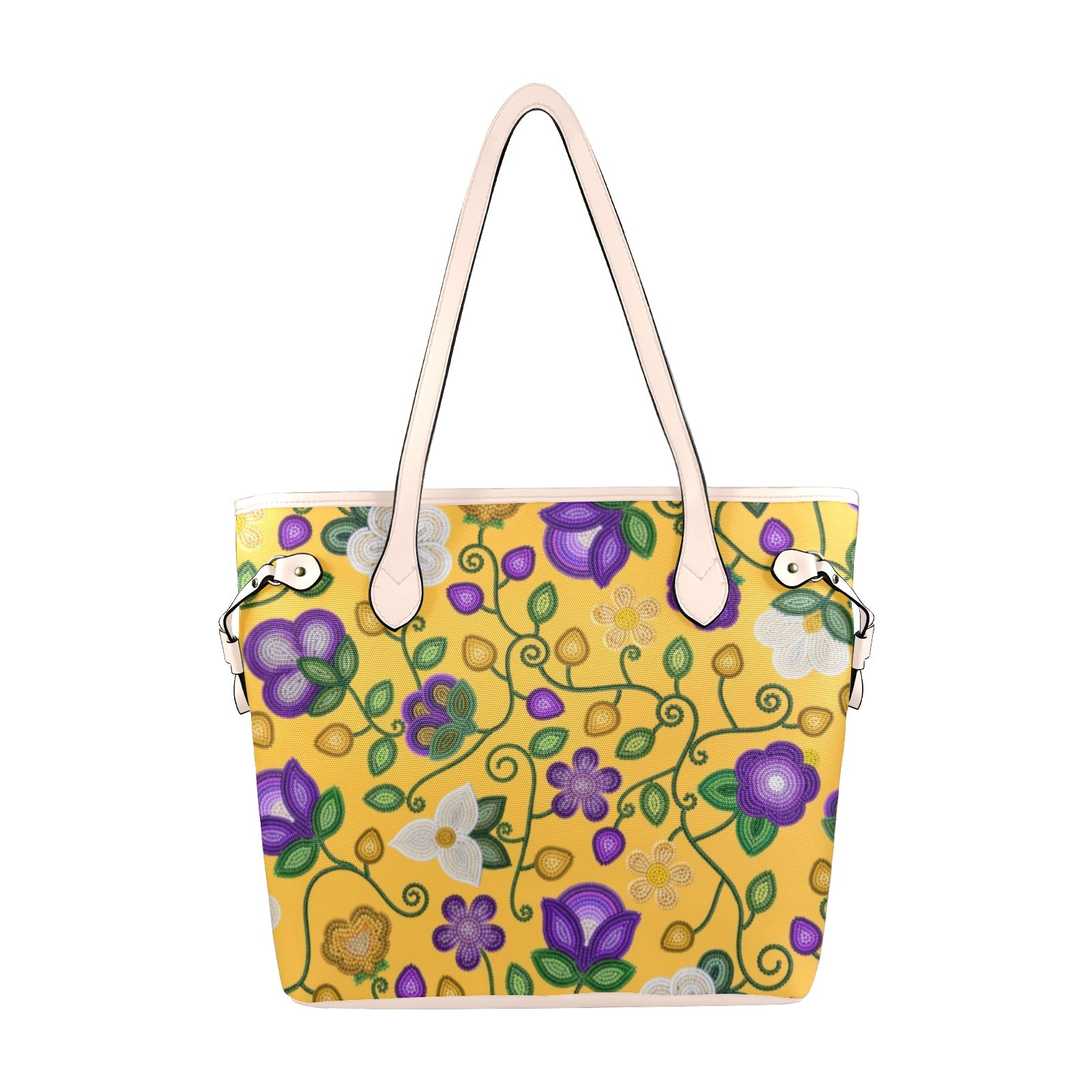 Midnight Moss Bloom Yellow Clover Canvas Tote Bag