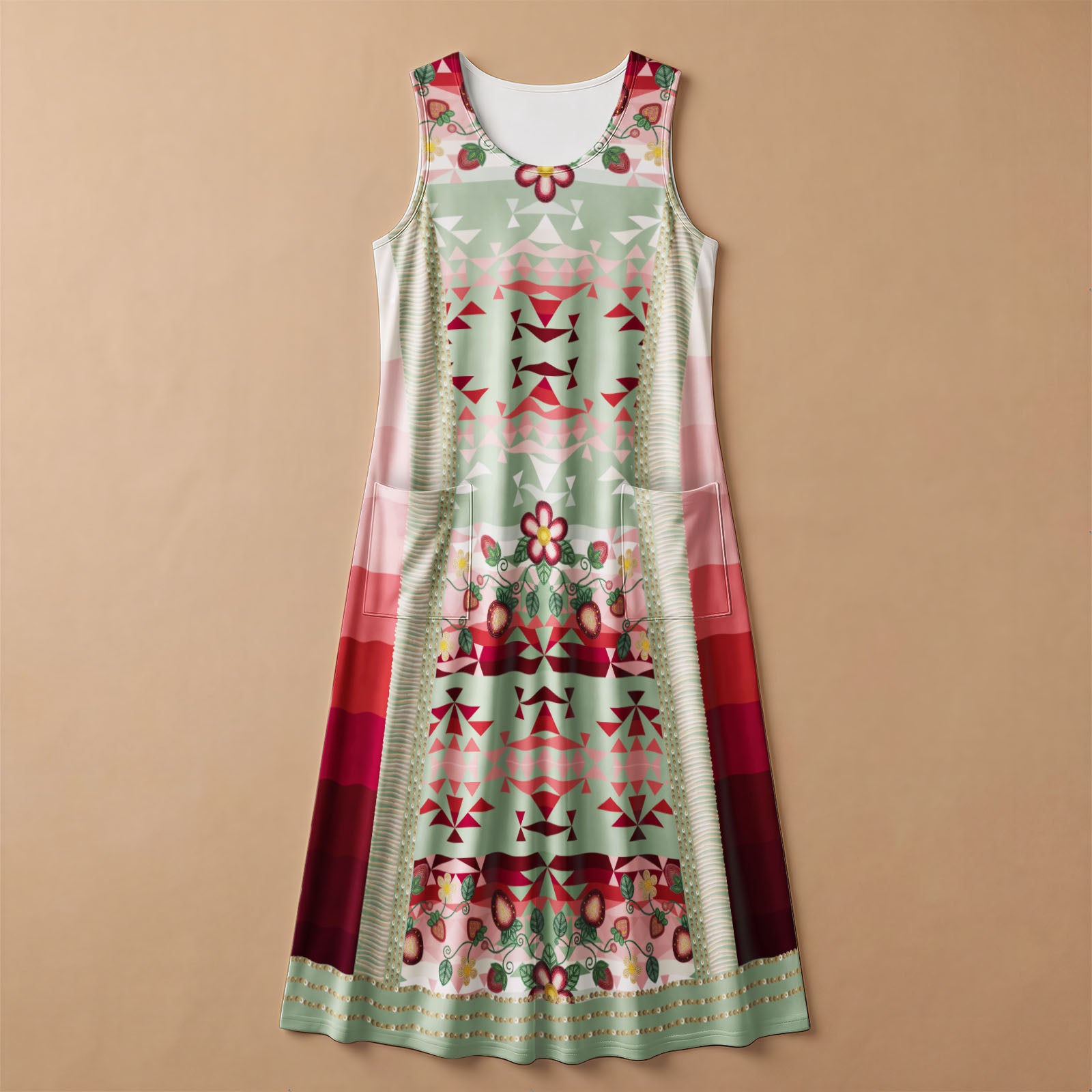 Sacred Strawberry Sage 2 Women's Sleeveless Long Dress