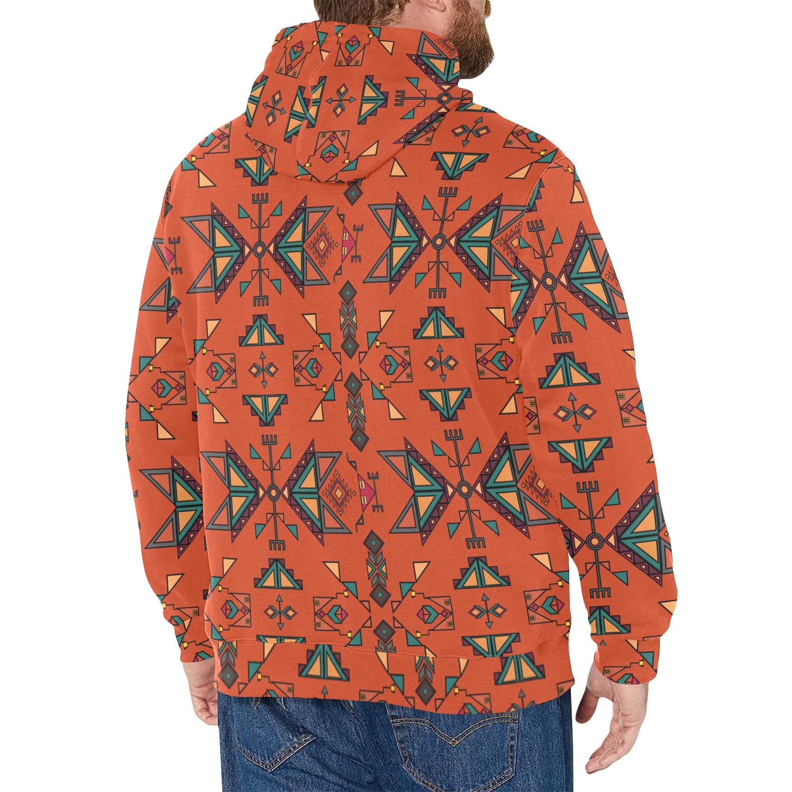 Arrow Dawn Orange Men's Long Sleeve Fleece Hoodie