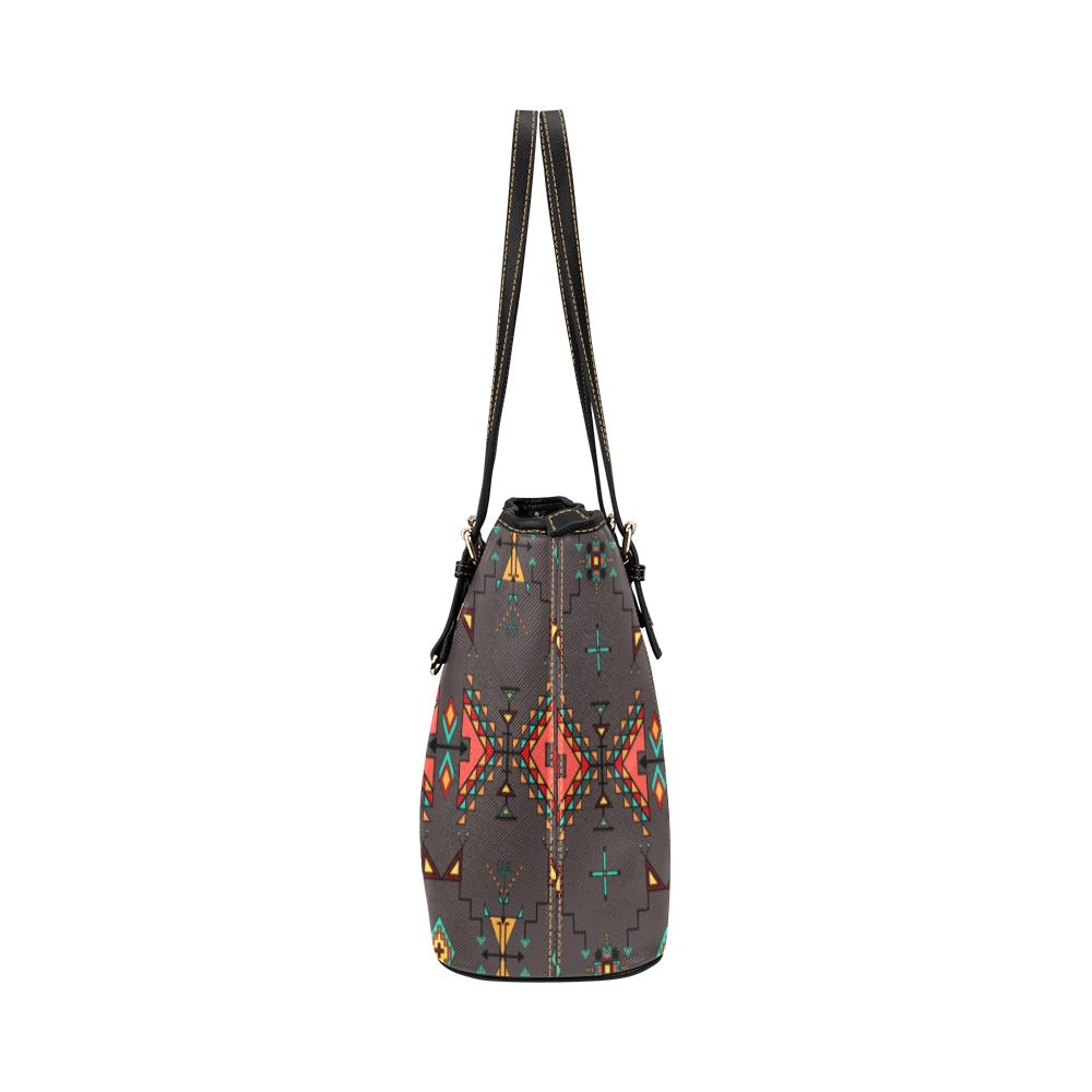 Thunder Flight Gray Leather Tote Bag/Large
