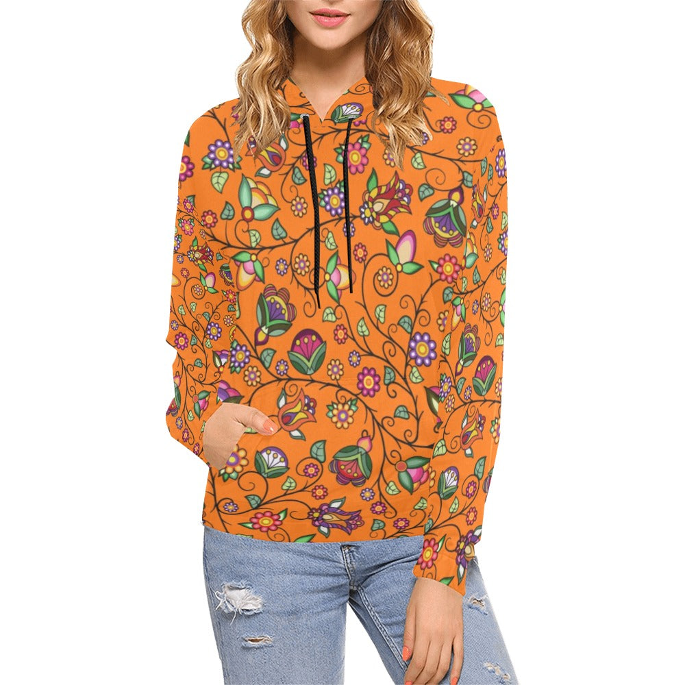 Heartbeat Petals Orange Hoodie for Women (USA Size)
