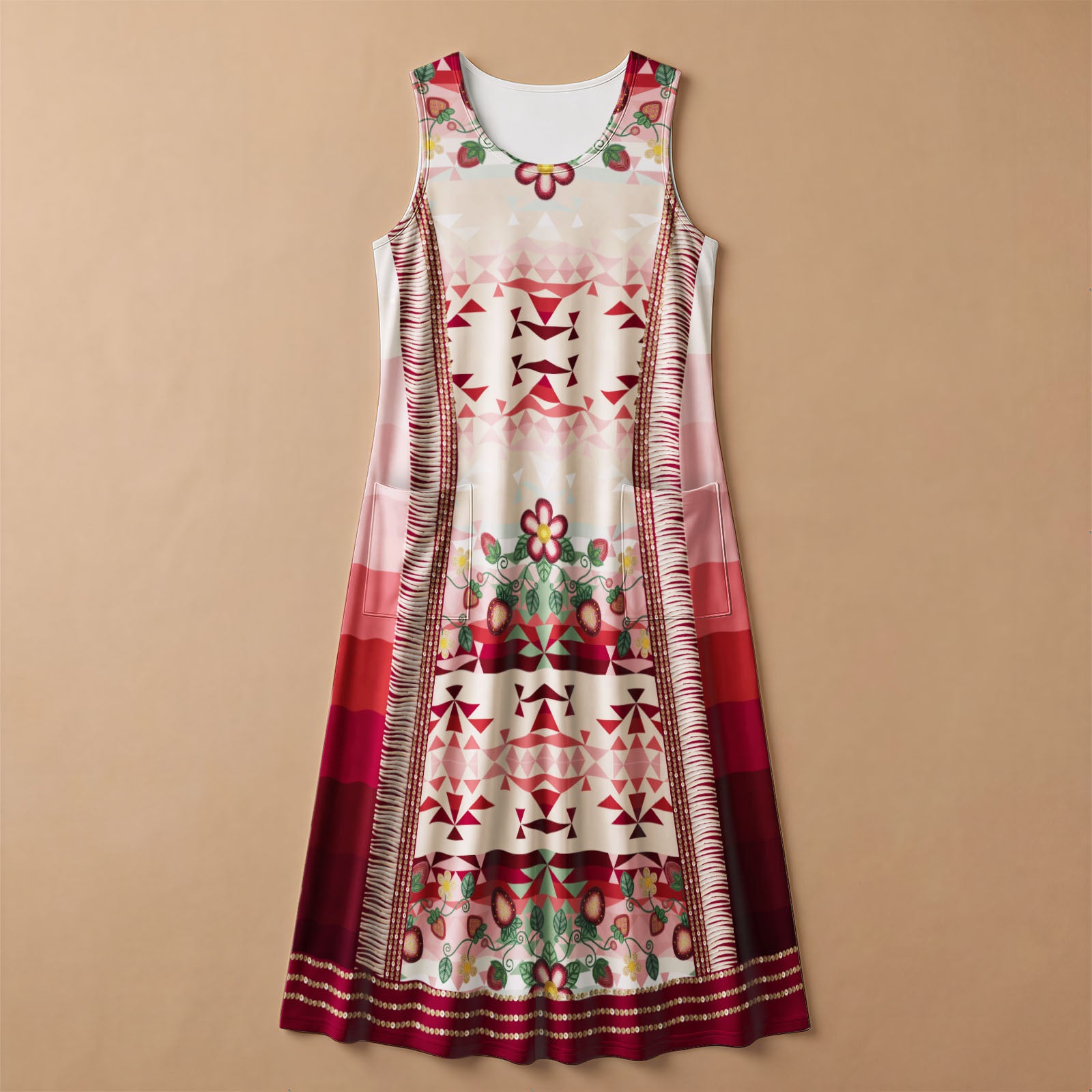 Sacred Strawberry Maroon 2 Women's Sleeveless Long Dress