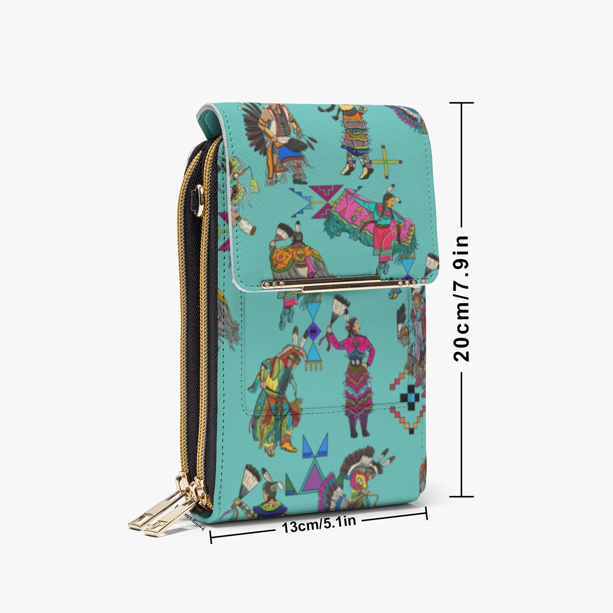 Grand Entry Dancers Eggshell Blue Mobile Phone Chest Bag