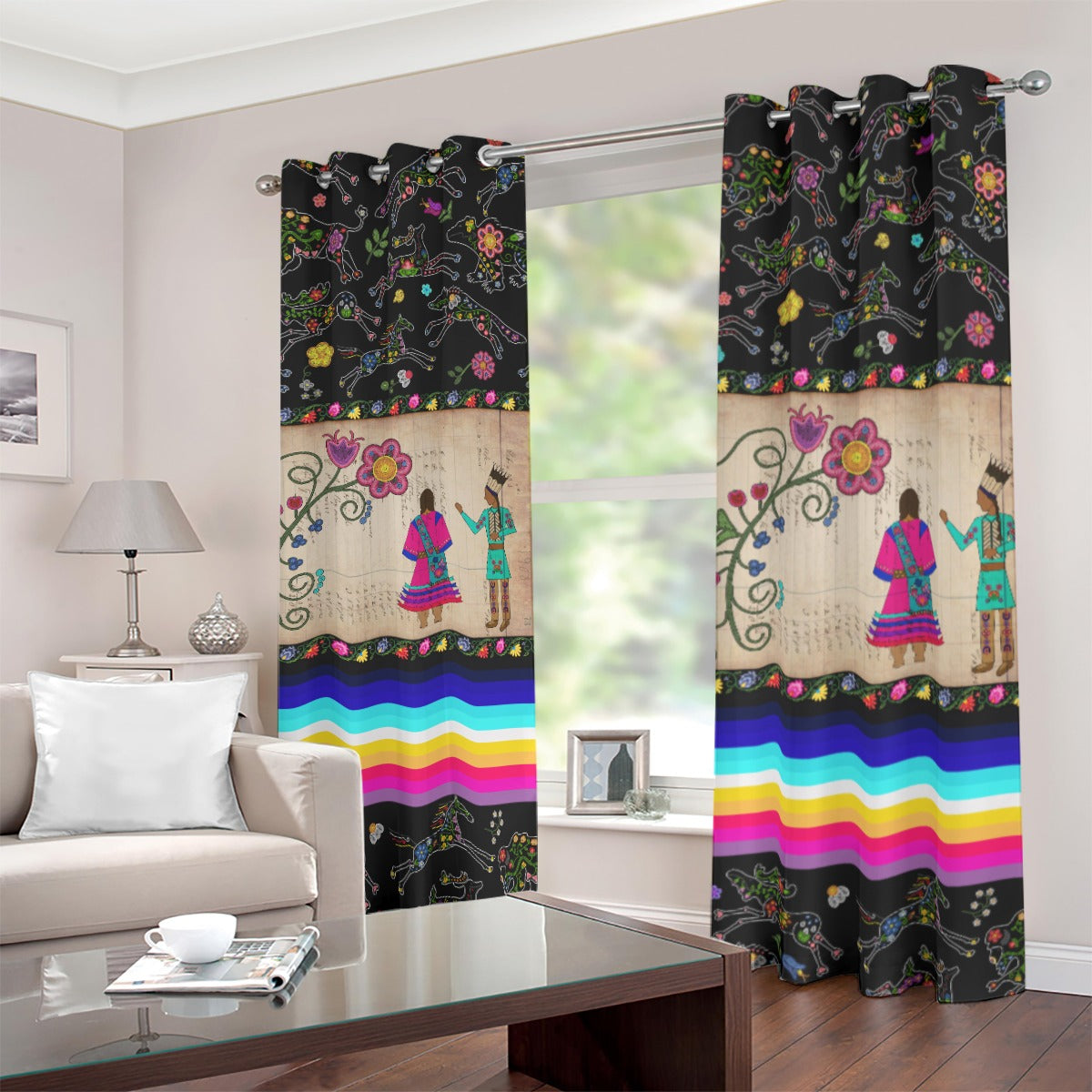 Floral Ledger Sweethearts Blackout Grommet Curtains | 265(gsm)