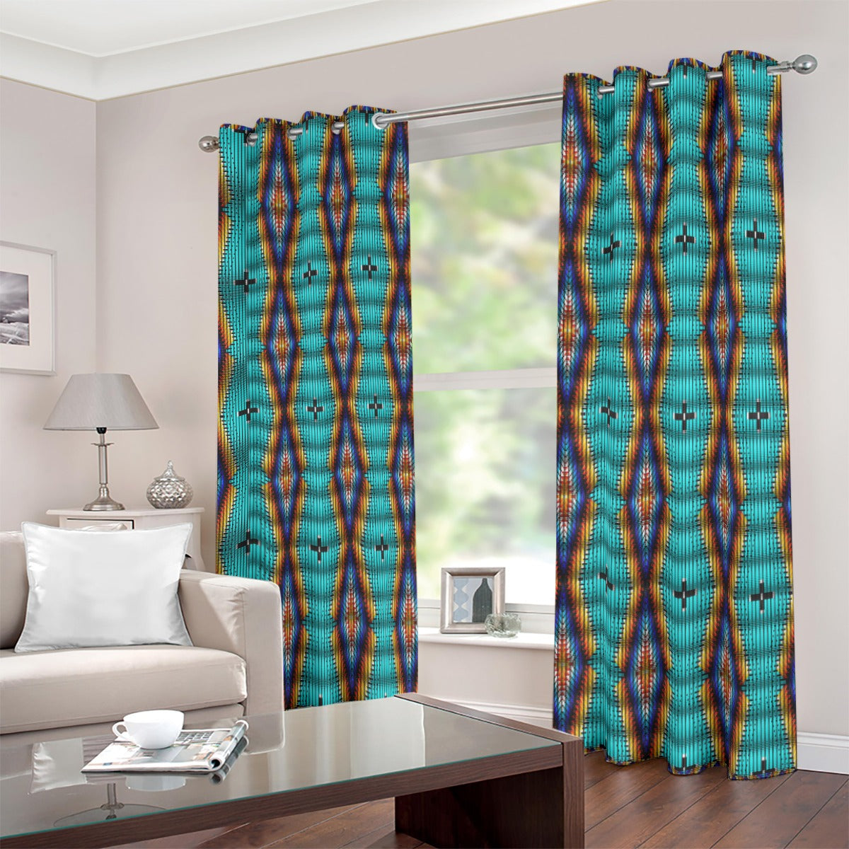 Diamond in the Bluff Turquoise Blackout Grommet Curtains | 265(gsm)